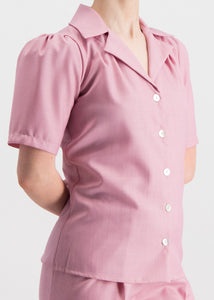 Short Sleeve Blouse Pink "Teresita" obliquely from the front